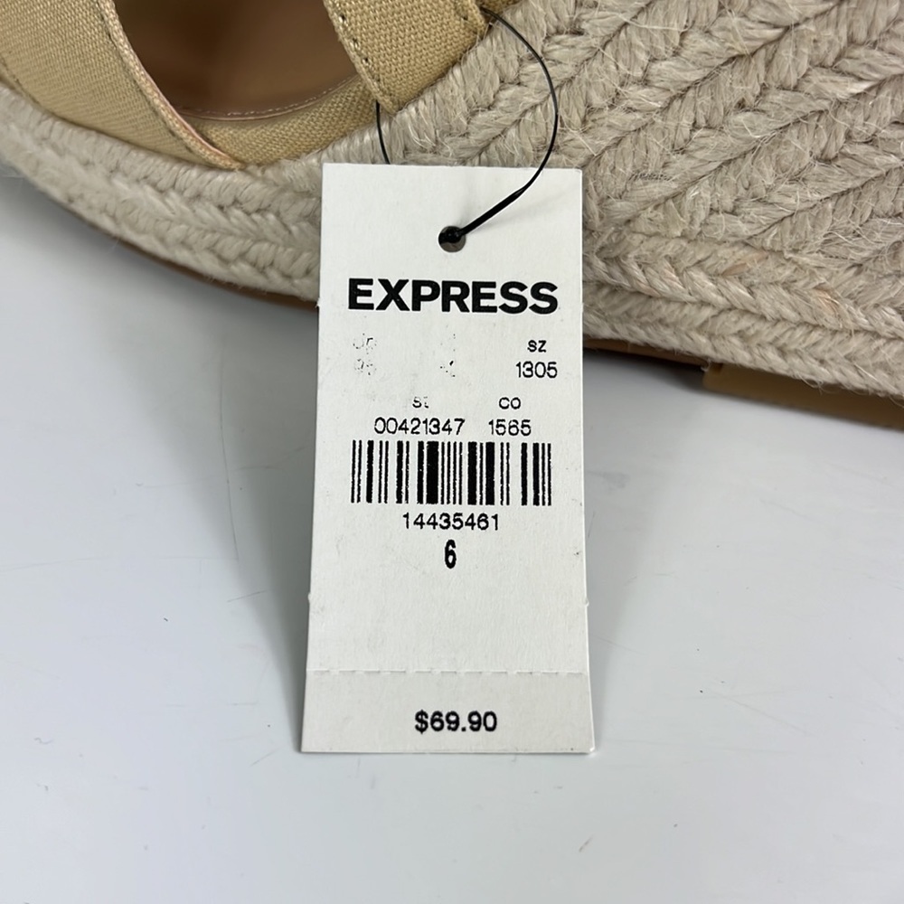 NWT Express Espadrille Wedge 6 Cream Cross Strap - Picture 4 of 12